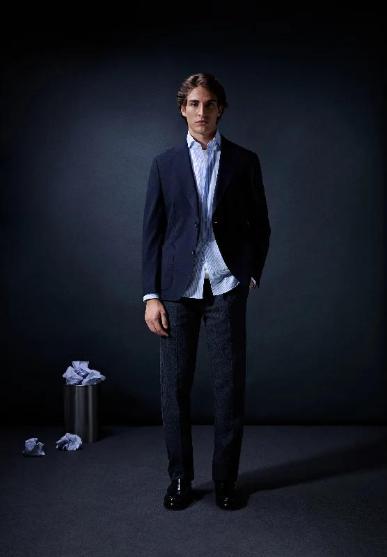 Men Blazers with Tribal Prints for an Exotic Touch​ PEAKED LAPEL WOOL BLAZER