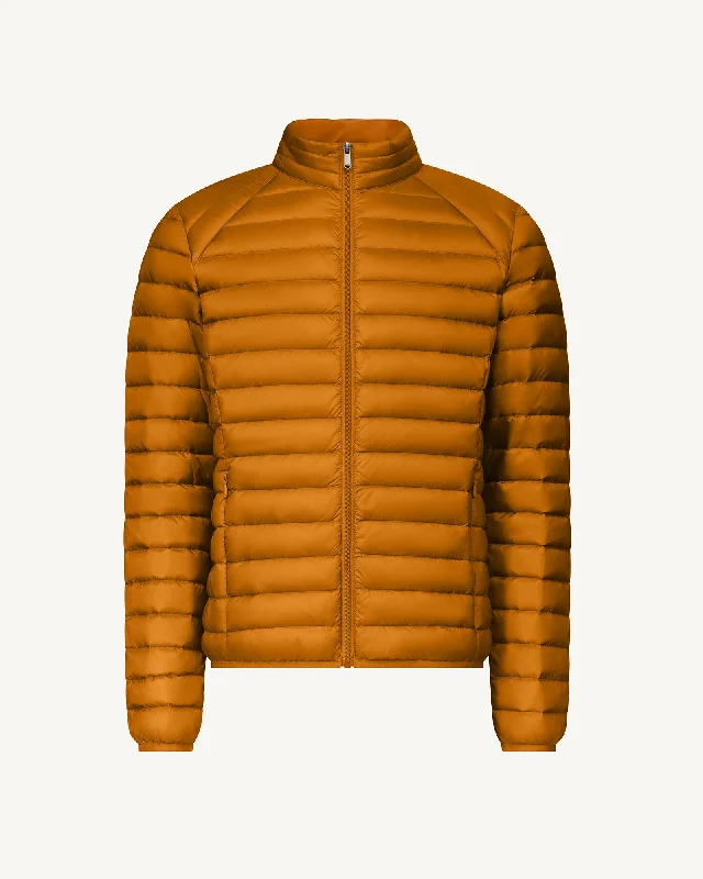 Men down jackets with a water - repellent outer shell for wet winter days Burnt orange Lightweight down jacket Mat