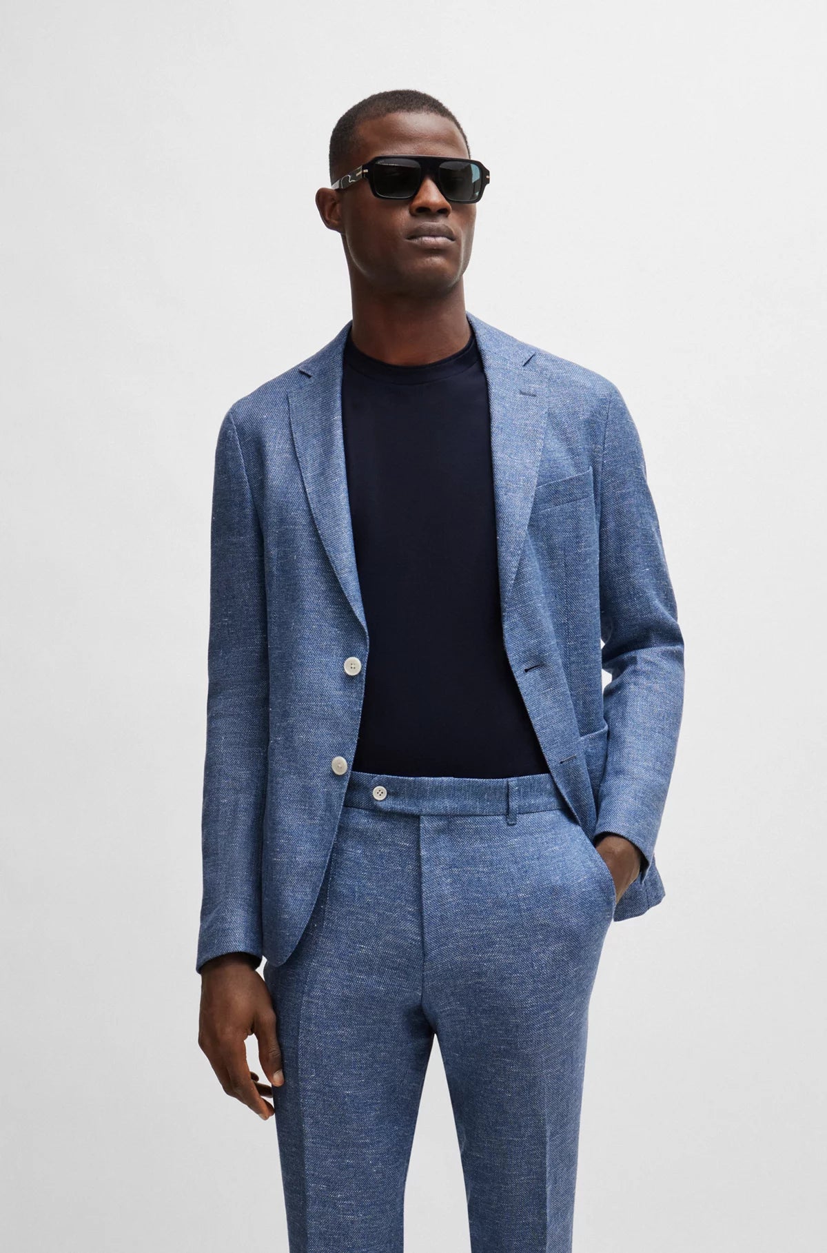 Men Blazers for Snowboarding in Waterproof and Stylish Fabrics​ C-Hanry 233 Slim-Fit Jacket in Micro-Patterned Linen Blend 50514618