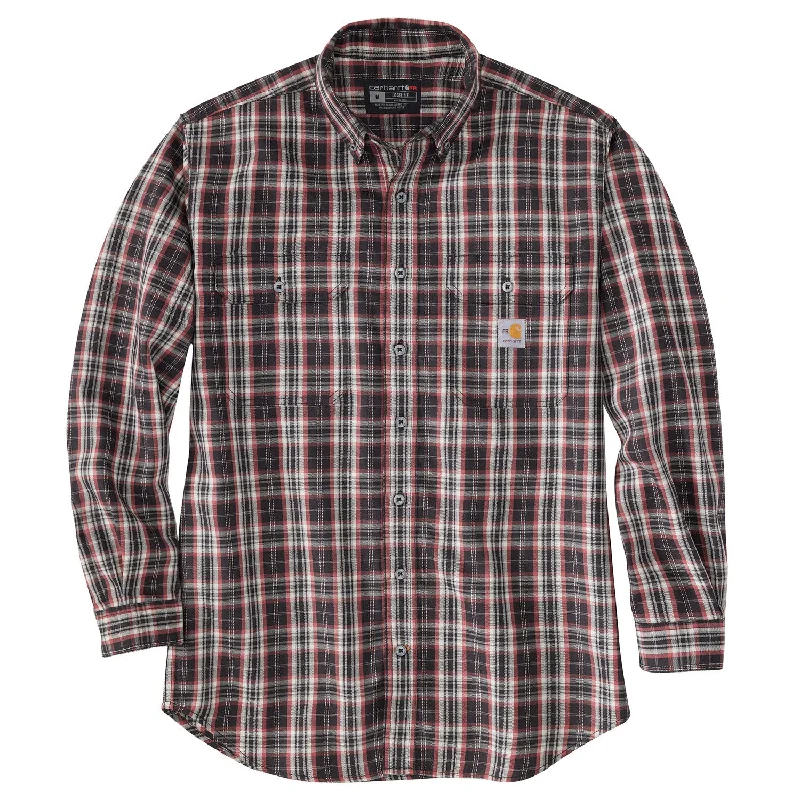 Men's stretch long sleeve denim shirts for a comfortable casual style Carhartt Men's Flame Resistant Force Rugged Flex Long Sleeve Work Shirt