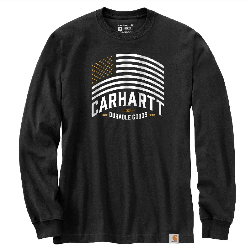 Men's thermal long sleeve base layer shirts for winter skiing Carhartt Men's Relaxed Fit Midweight Flag Graphic Long Sleeve T-Shirt