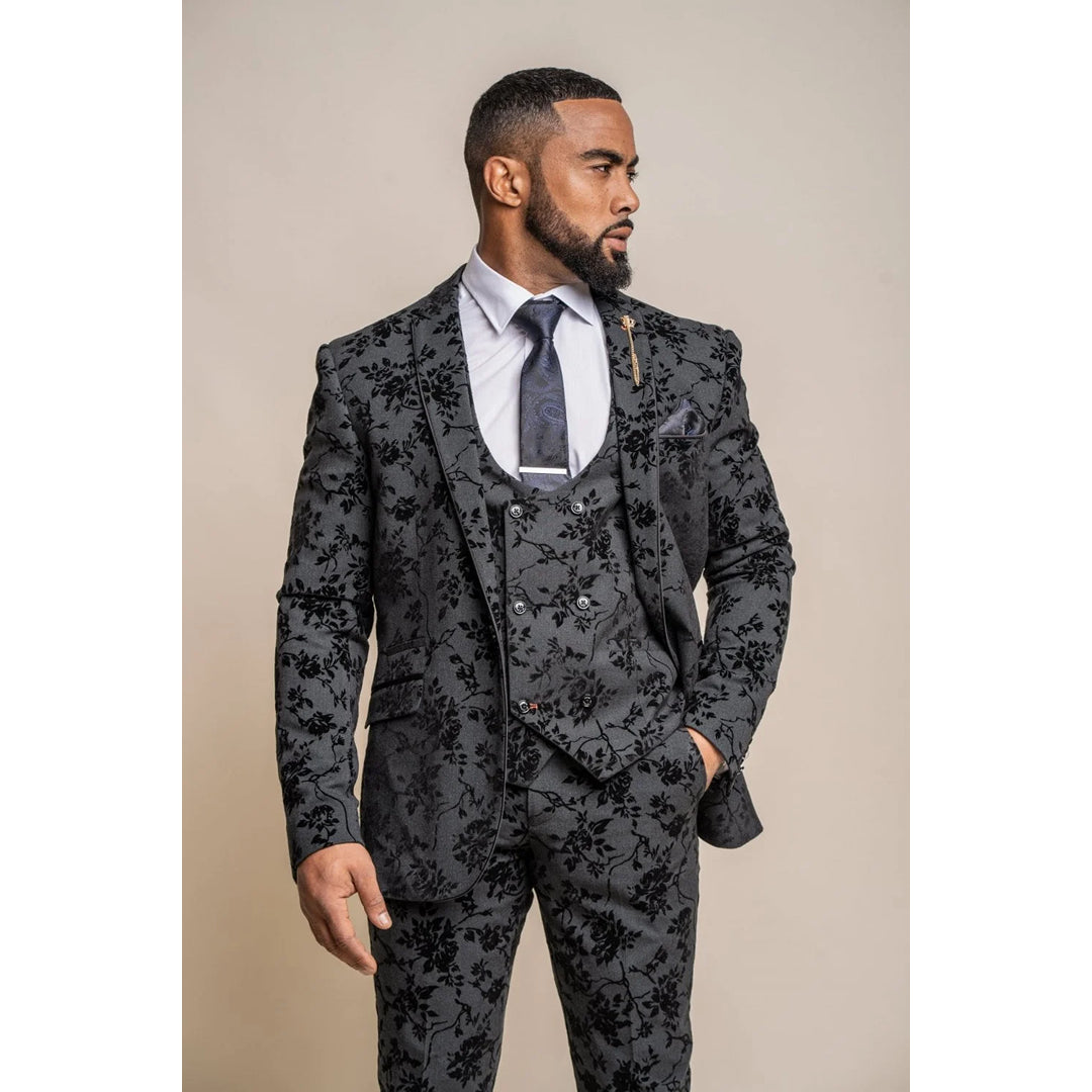 Men Blazers with Striped Patterns for a Business - like Look​ Georgi - Men's Black Floral Blazer