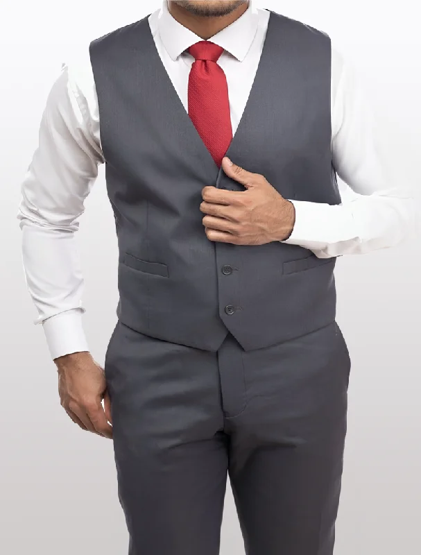 Tweed men waistcoats with a traditional herringbone pattern for a classic look Charcoal Grey Men's Slim-Fit Suit Separates Vest by Karako's Suits