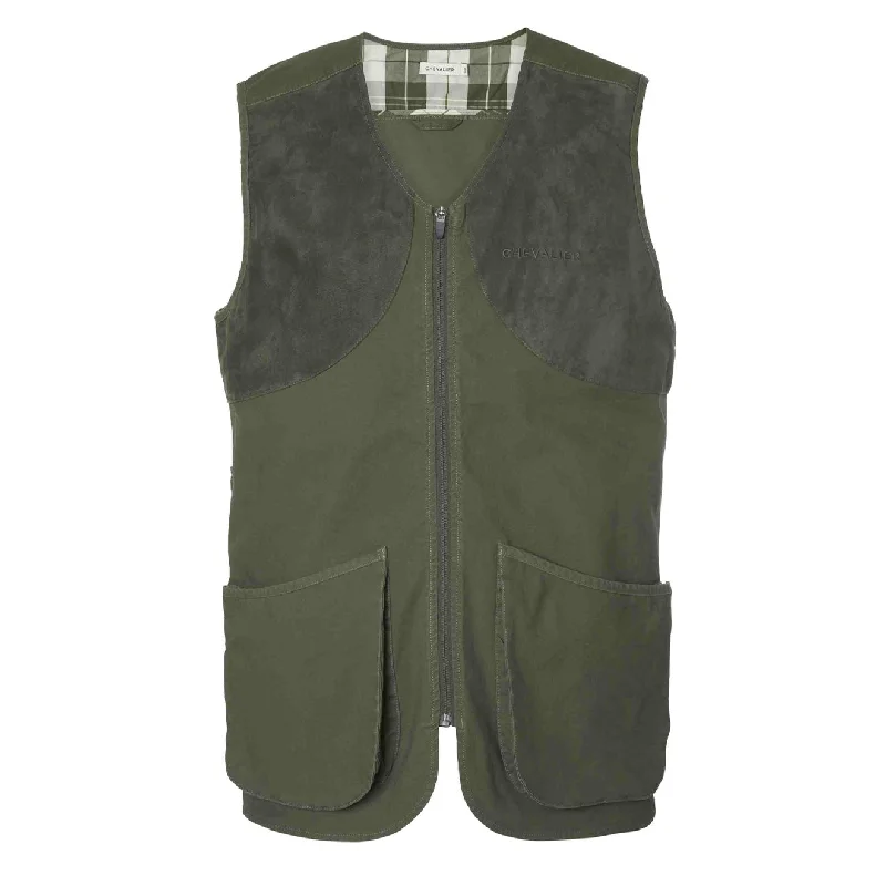 Linen men vest in earthy tones for a summer beach vibe Chevalier Gate Shooting Vest Pine Green