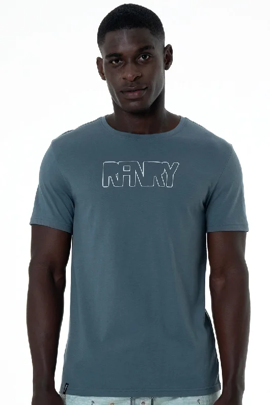Men's stretch long sleeve denim shirts for a comfortable casual style Branded T-Shirt _ 152132 _ Petrol