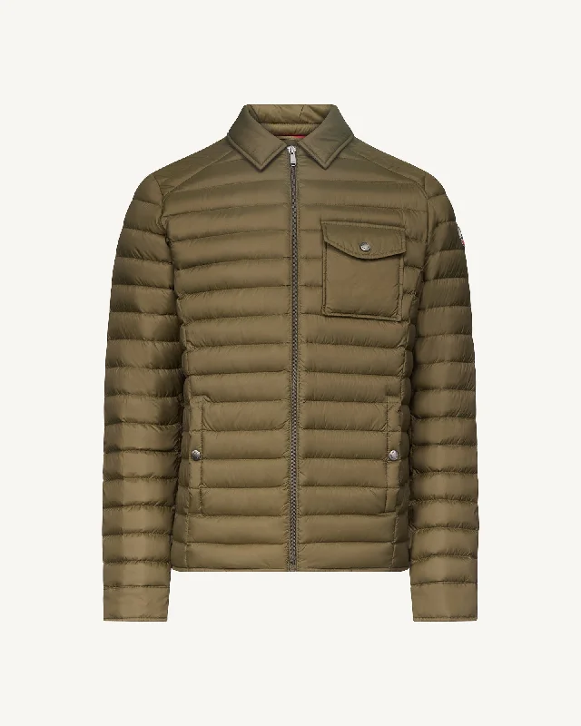 Men down jackets with a quick - drying fabric for active winter sports Dane lightweight shacket-style down jacket Army