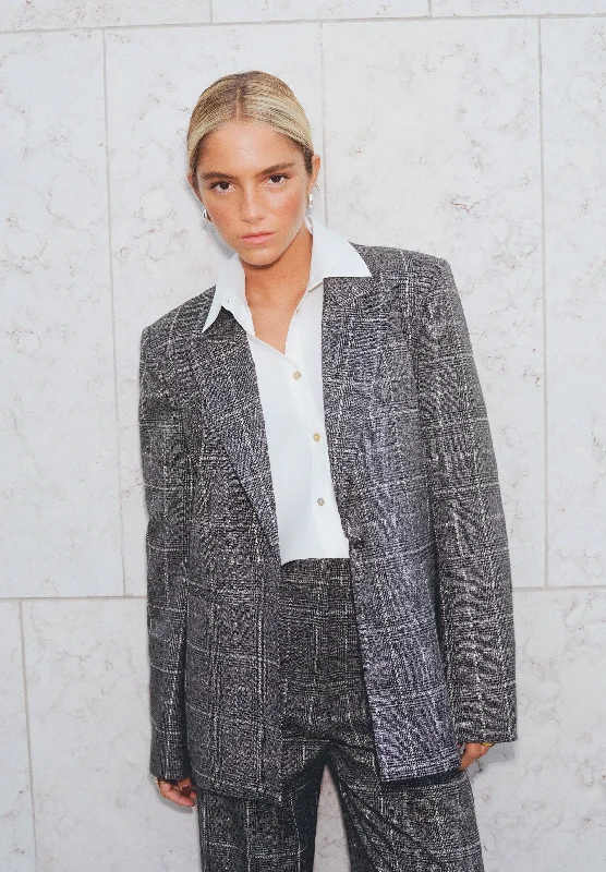 Single - Breasted Men Blazers in Slim Fit​ BLACK CHECK BLAZER