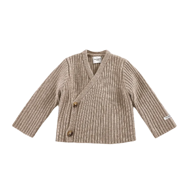 Plus Size Men's V - Neck Cotton Cardigan in Navy for a Classic and Comfortable Style Elo Merino Wool Cardigan | Beige Melange
