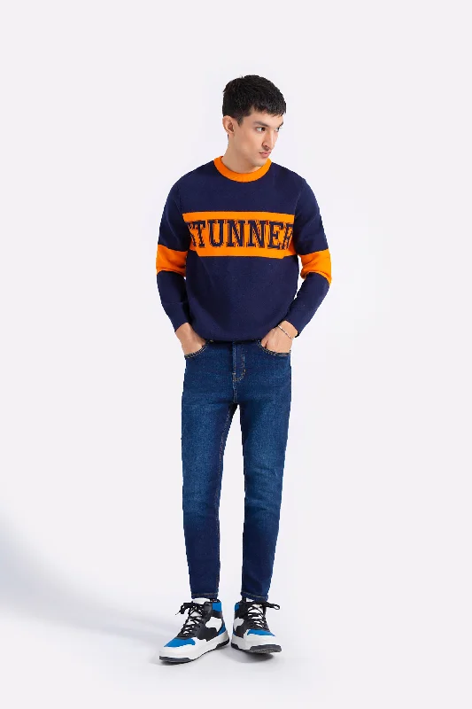 Plus Size Men's V - Neck Cotton Cardigan in Navy for a Classic and Comfortable Style Regular Fit Stunner Color Block Sweater