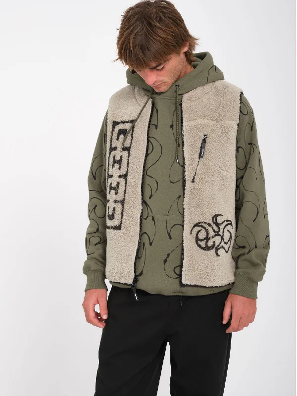 Linen men vest in earthy tones for a summer beach vibe Zephyr Archstone Vest - Green Tea