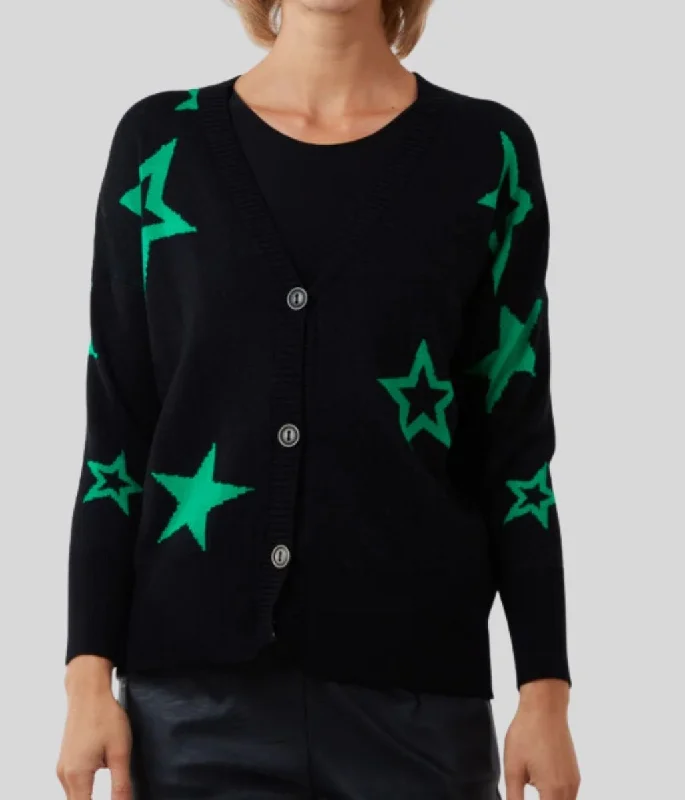 Men's Cable - Stitch Cardigan in Dark Green for a Rustic and Timeless Appearance Green Star Fine Knit Button Cardigan