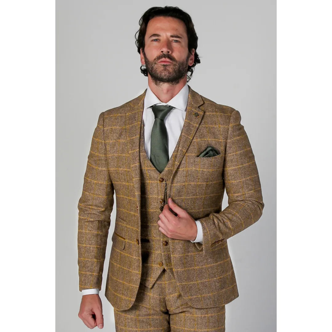 Men Blazers for Summer Parties in Breathable and Lightweight Fabrics​ Harris - Men's Brown Tweed Blazer