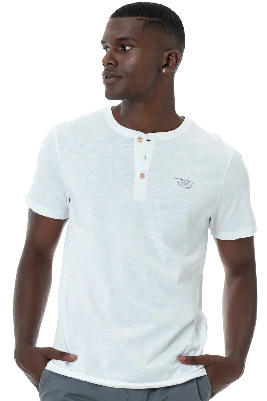 Men's breathable long sleeve mesh shirts for intense workouts Henley T-Shirt _ 146764 _ White