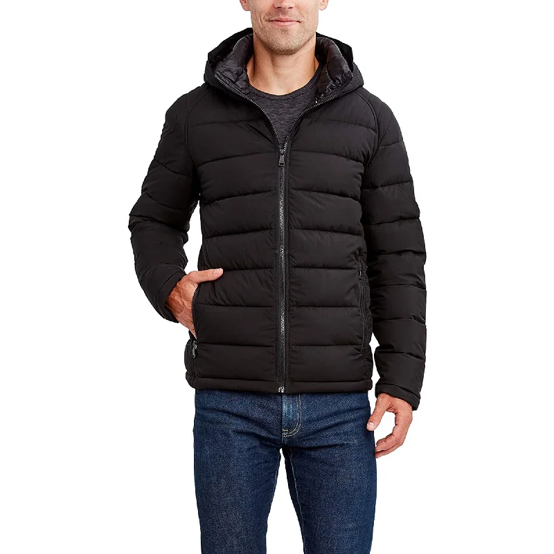 Lightweight men down jackets made for easy layering during travel HFX Men's Lightweight Puffer Jacket with Hood, Water and Wind Resistant