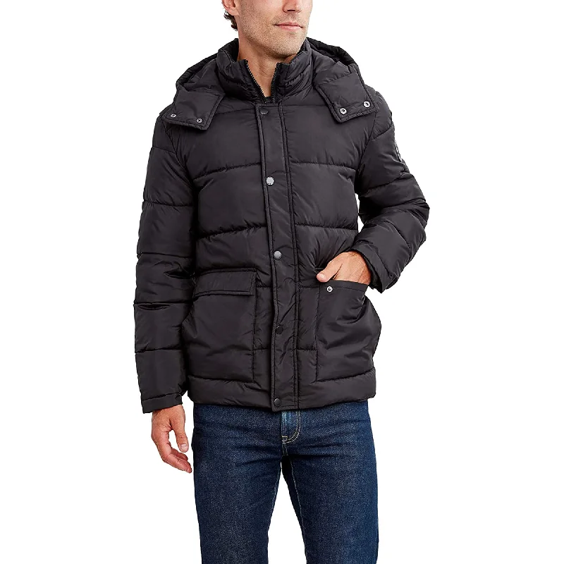 Men down jackets with a fur - trimmed hood for a touch of luxury HFX Men's Puffer Jacket with Hood, Water and Wind Resistant