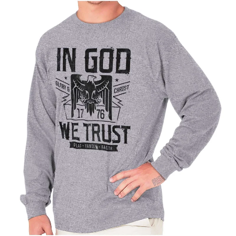 Men's long sleeve military - style utility shirts with multiple pockets In God We Trust Long Sleeve T Shirt