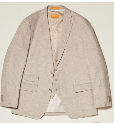 Men Blazers for Business Trips in Travel - friendly and Wrinkle - Free Fabrics​ Inserch SU880-06 linen Jacket Oatmeal