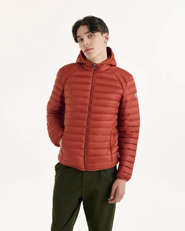 Men down jackets with a breathable membrane to prevent sweating Intense rust Lightweight down jacket Nico