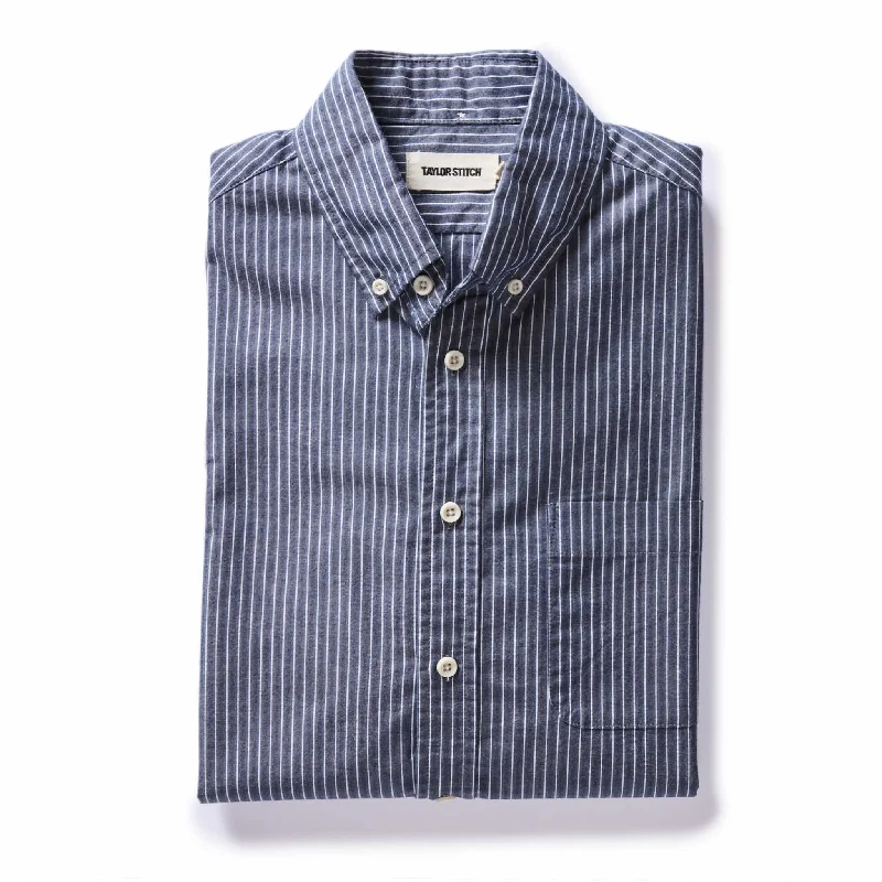 Men's oversized long sleeve graphic tees for a trendy streetwear look The Jack in Rinsed Indigo Stripe