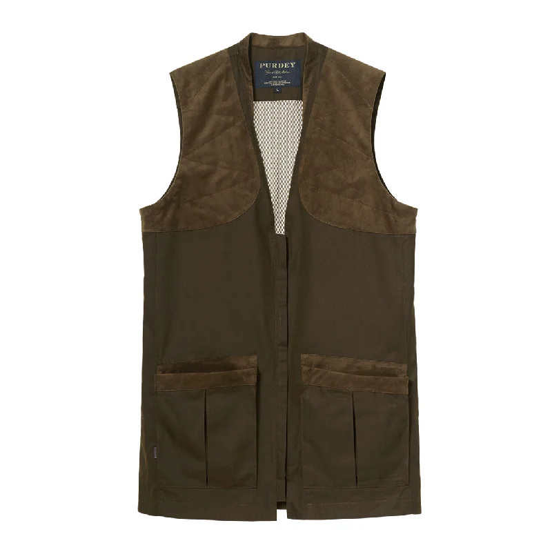 Leather men vest with studded details for a biker look James Purdey Sporting Vest Dark Green