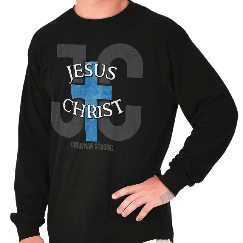 Men's printed long sleeve Hawaiian shirts for tropical getaways Jesus Christ JC Long Sleeve T-Shirt