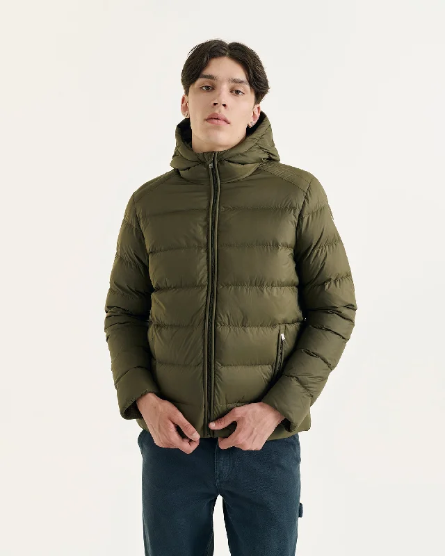 Ultra - warm men down jackets with 90% goose down fill for extreme cold John straight-cut hooded down jacket Army