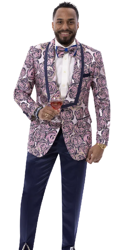 Three - Button Men Blazers in Modern Cuts​ Kent & Park J186 Slim Fit Blazer Navy/Pink