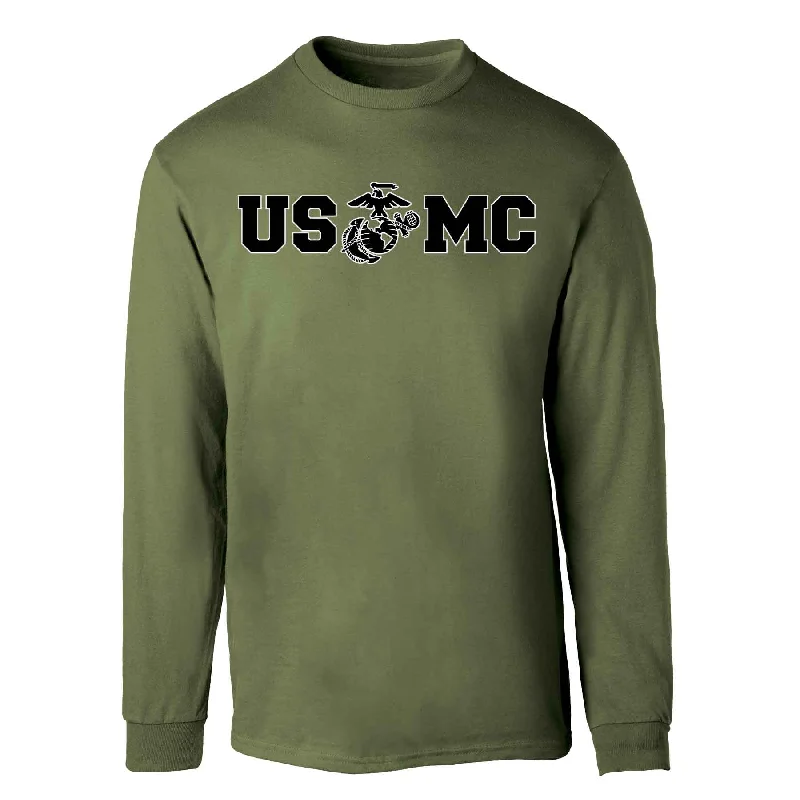 Men's long sleeve polo shirts with a contrast placket for added style Bold USMC Long Sleeve T-Shirt