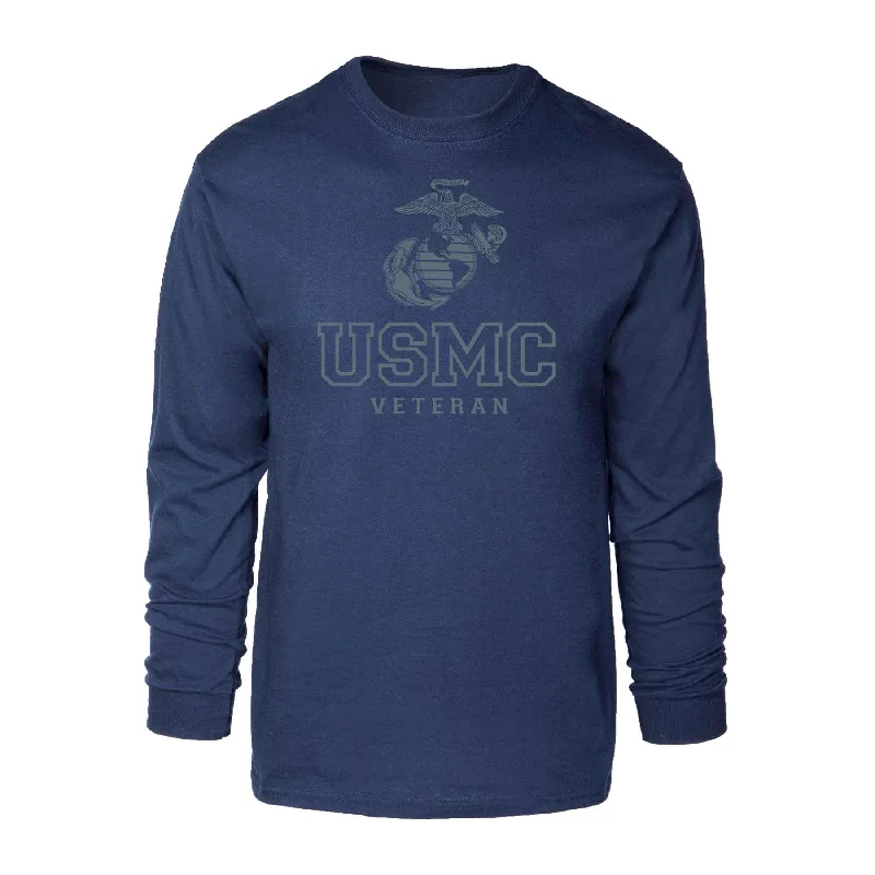 Men's moisture wicking long sleeve athletic shirts for running marathons USMC Veteran Tonal Long Sleeve