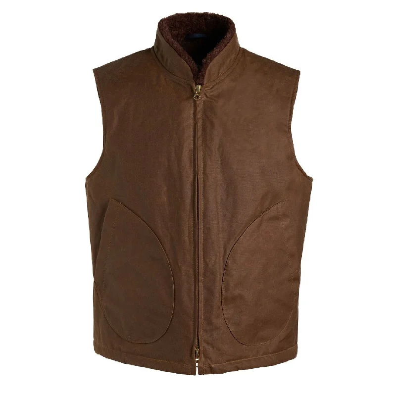 Slim - fit men vest for formal occasions with a modern cut Manifattura Ceccarelli Mountain Vest Dark Tan