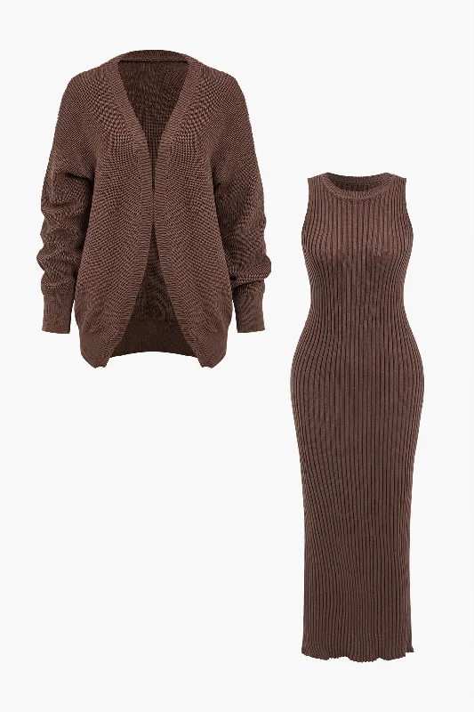 Men's Chunky Knit Cashmere Cardigan in Ivory for a Cozy Winter Look Ribbed Knit Dress And Cardigan Set