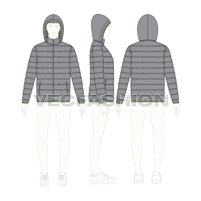Men down jackets with a trendy color - block design for a fashion - forward look Mens Hooded Puffer Jacket