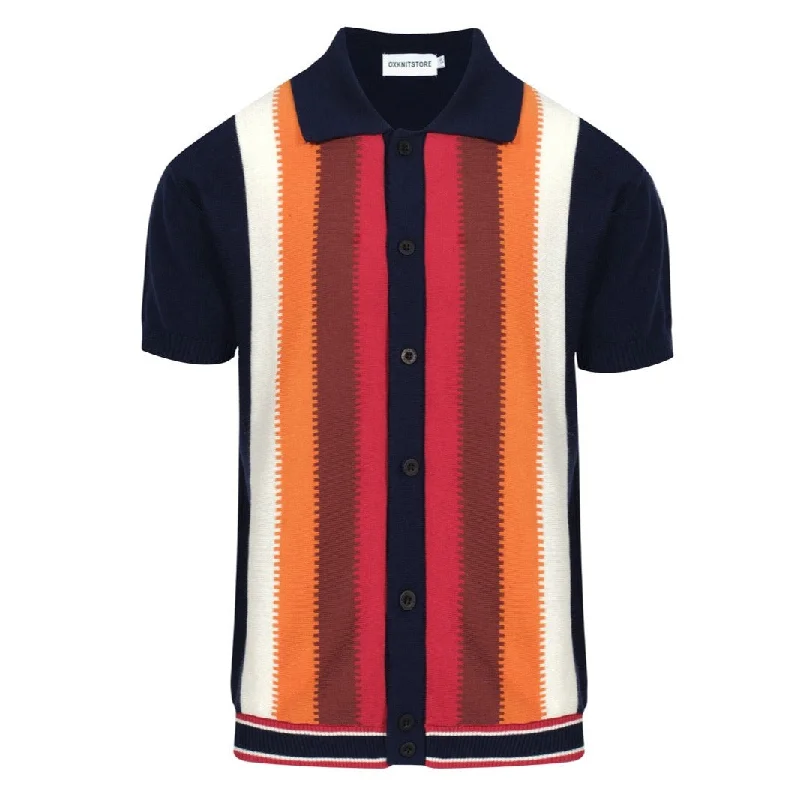 Men's Sherpa - Lined Cardigan in Olive Green for Extra Warmth in Cold Weather Men's Navy Blue Gradient Polo With Orange Gradient Stripe