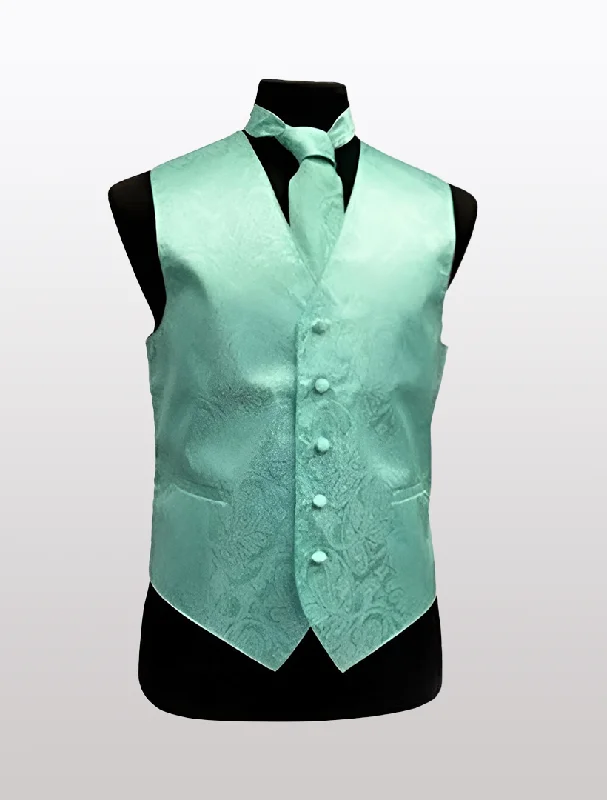 Tailored men vest to pair with a three - piece suit Men's Paisley Aqua Tuxedo Vest