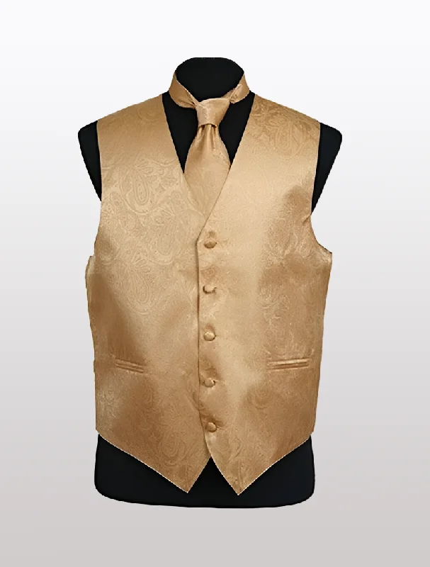 Slim - fit men vest for formal occasions with a modern cut Men's Paisley Gold Tuxedo Vest