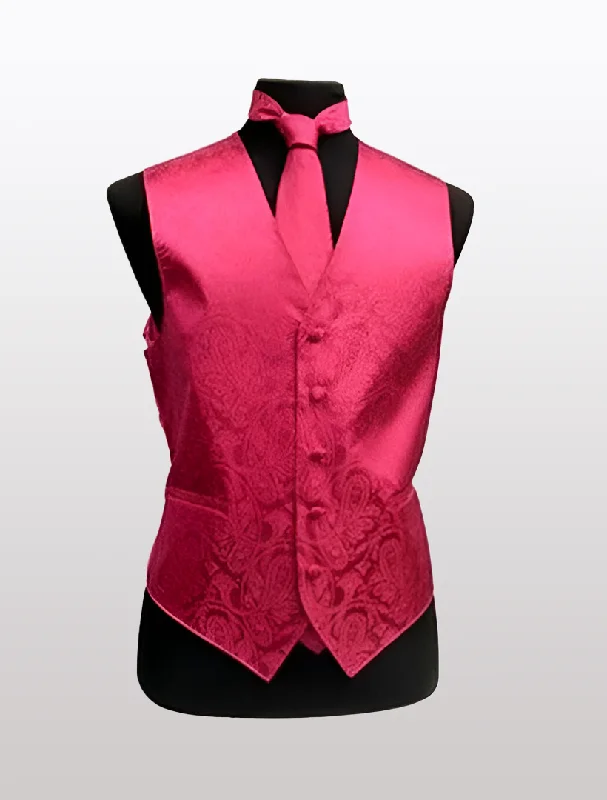 Embroidered men waistcoats with intricate designs for a unique look Men's Paisley Hot Pink Tuxedo Vest