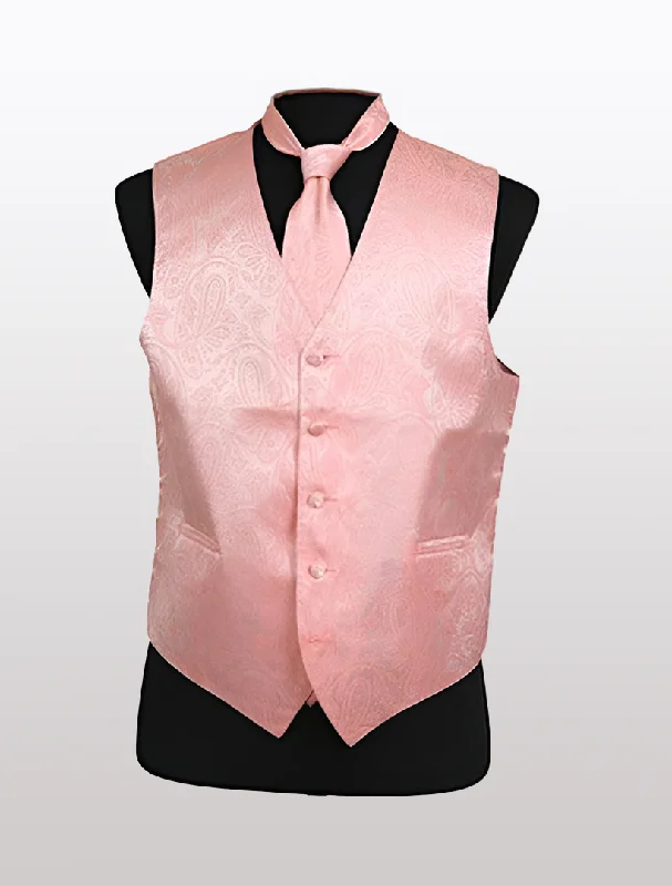 Patterned men waistcoats with floral prints for a stylish twist Men's Paisley Peach Tuxedo Vest