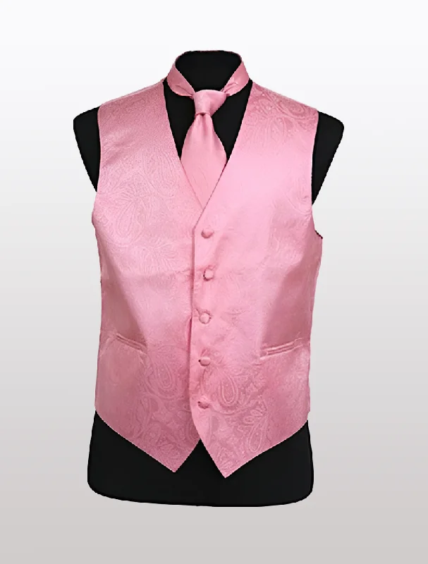 Tweed men waistcoats with a traditional herringbone pattern for a classic look Men's Paisley Pink Tuxedo Vest