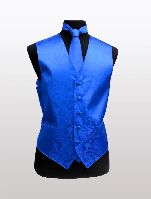 Performance - driven men vest with moisture - wicking properties for workouts Men's Paisley Royal Blue Tuxedo Vest