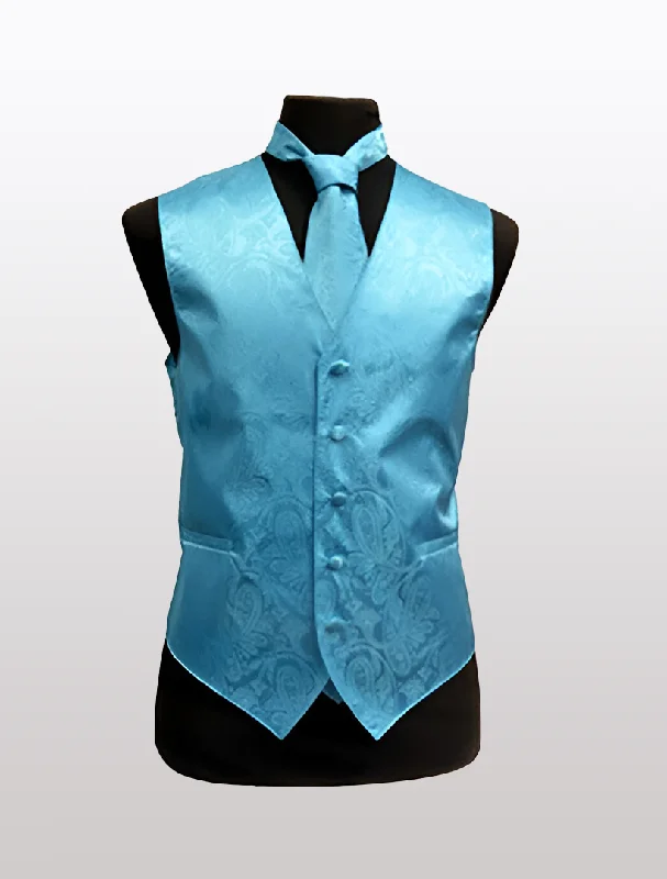 Tweed men waistcoats with a traditional herringbone pattern for a classic look Men's Paisley Turquoise Tuxedo Vest