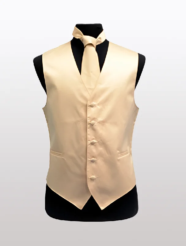 Patterned men waistcoats with floral prints for a stylish twist Men's Solid Satin Beige Tuxedo Vest