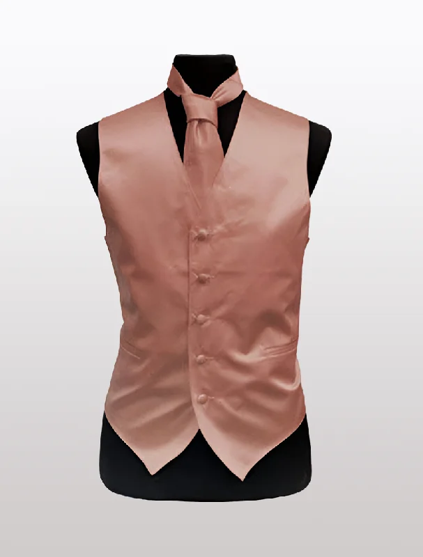 Men vest with a mandarin collar for a sophisticated appearance Men's Solid Satin Dusty Pink Tuxedo Vest