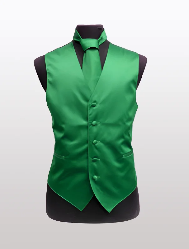 Quilted men waistcoats filled with down for winter warmth Men's Solid Satin Emerald Green Tuxedo Vest