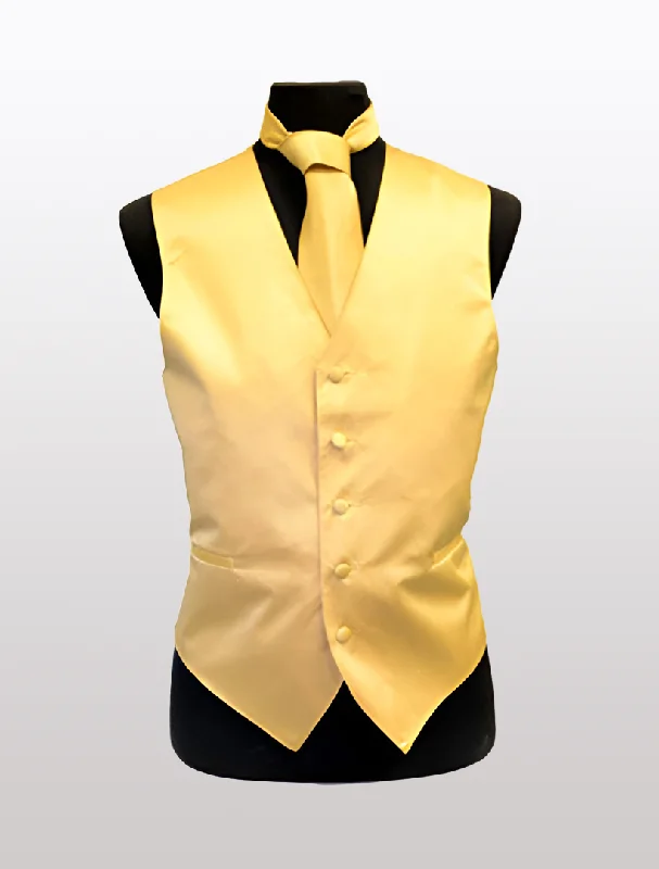 Cotton - blend men waistcoats for everyday casual wear Men's Solid Satin Gold Tuxedo Vest