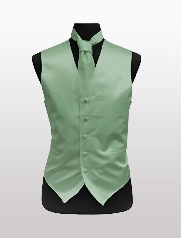 Sleeveless men waistcoats with a high - cut armhole for ease of movement Men's Solid Satin Lime Green Tuxedo Vest