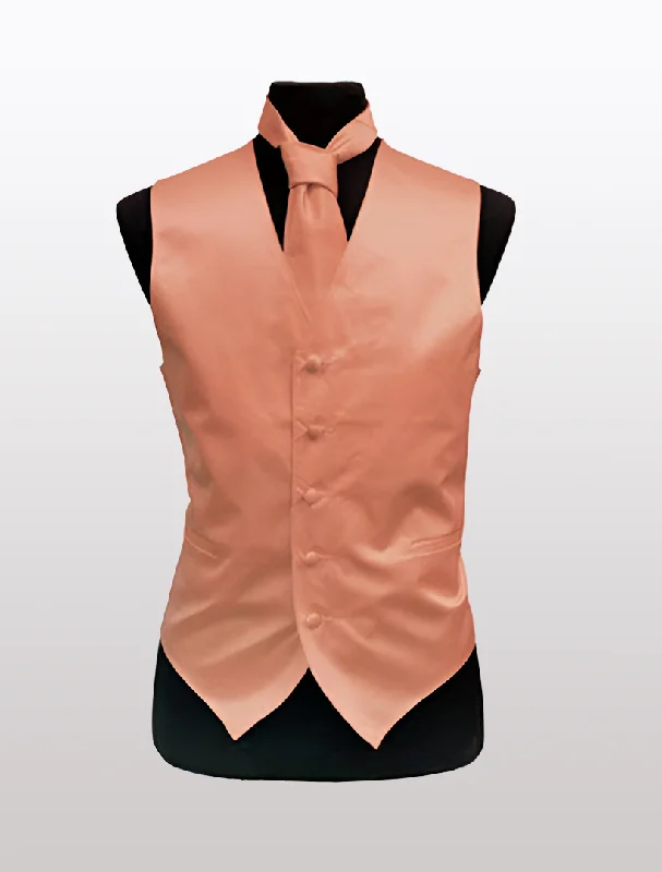 Stretch - fabric men vest for unrestricted movement during activities Men's Solid Satin Peach Tuxedo Vest
