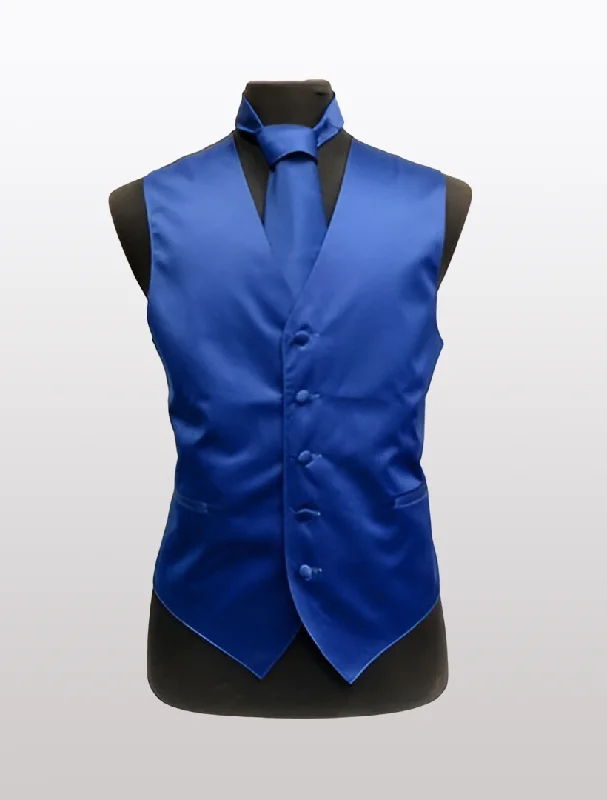 Quilted men waistcoats filled with down for winter warmth Men's Solid Satin Royal Blue Tuxedo Vest
