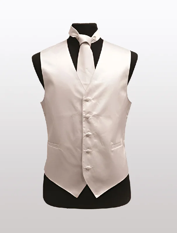 Slim - fit men vest for formal occasions with a modern cut Men's Solid Satin White Tuxedo Vest