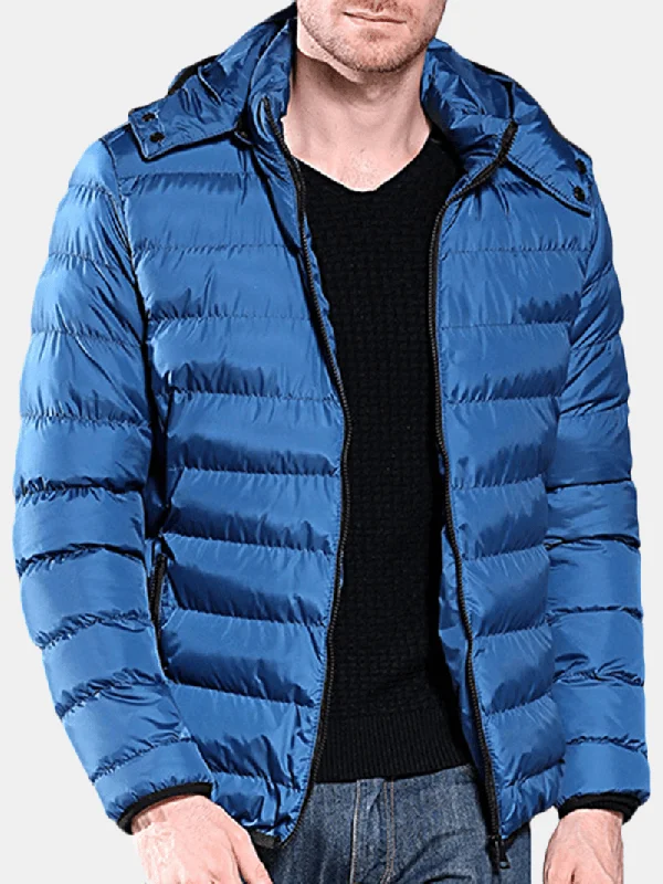 Men down jackets with a recycled down fill for an eco - conscious choice Mens Winter Hooded Windproof Warm Insulated Padded Jacket