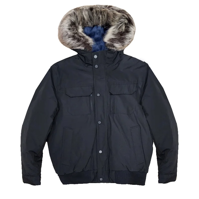 Men down jackets with a high - collar design for enhanced neck protection Michael Michael Kors Men Down Puffer Hooded Bomber Coat Jacket